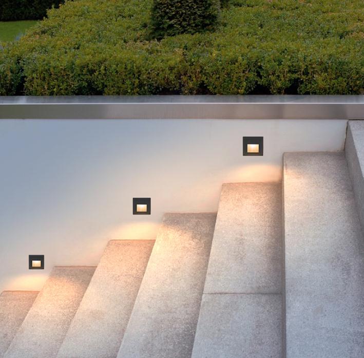 Exterior Recessed Wall Lights, 120v outdoor step lights, step lights