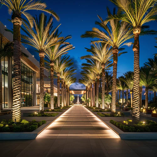 Hotel Palm Tree Lighting Palm tree lighting for hotel outdoor landscape