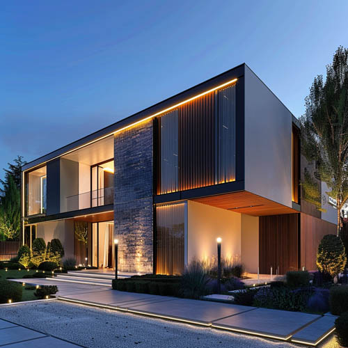 Dongguan Leysun Light Co.,Ltd villa exterior wall lighting with modern architectural facade illumination at night