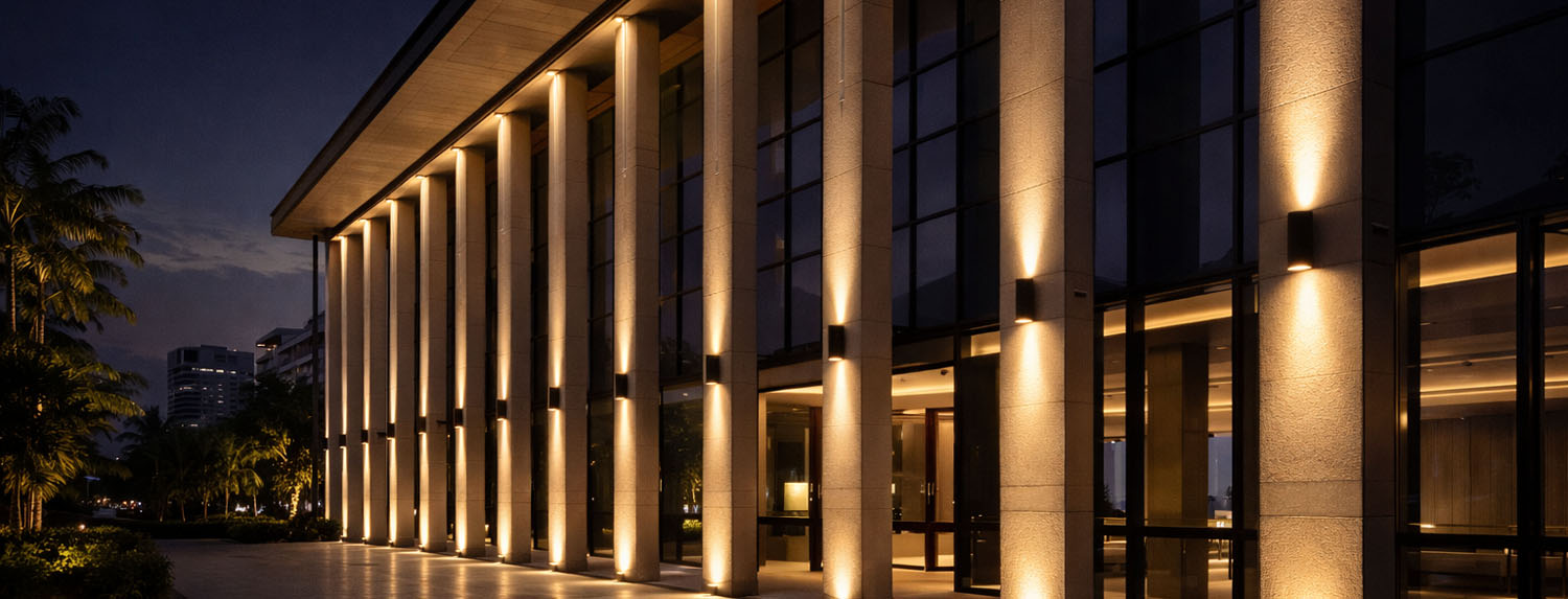outdoor wall lighting up and down facade lighting for commercial building exterior
