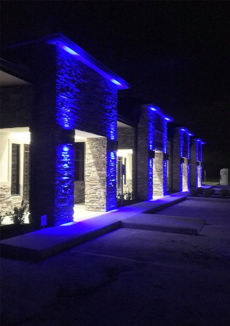 RGB commercial building facade wall lighting with up and down lighting effect