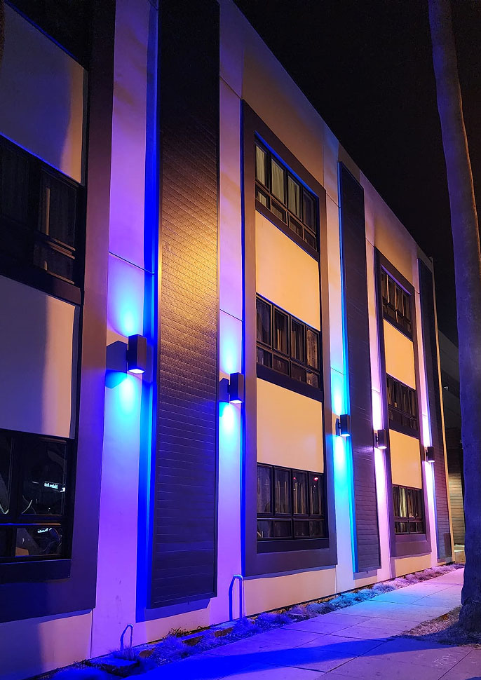 hotel facade outdoor wall lighting