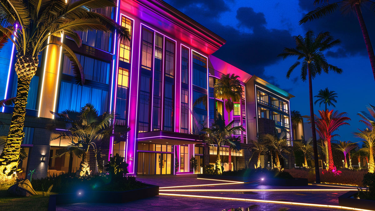 RGB wall lighting for hotel facade exterior lighting project