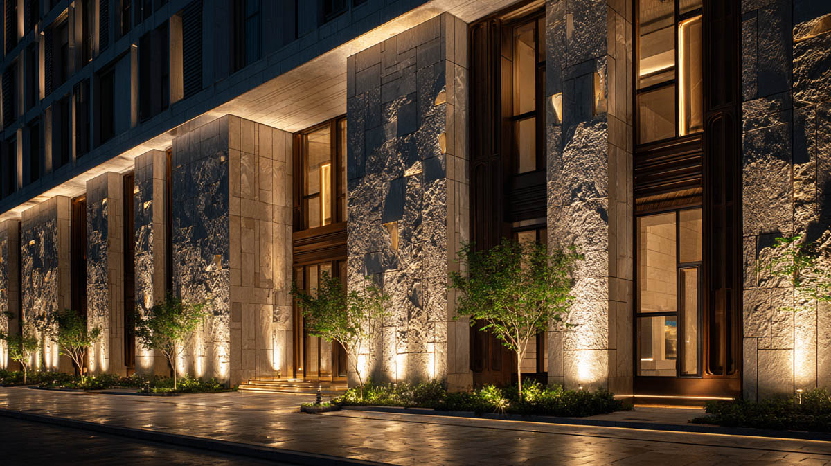 architectural-accent-wall-lighting LED wall lights highlighting architectural accent walls