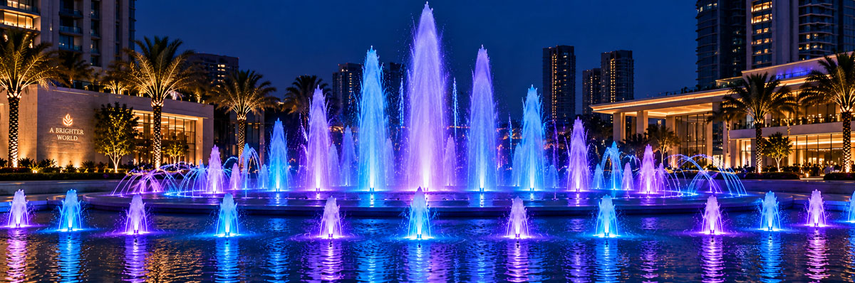 DMX fountain lighting project with synchronized RGB water effects